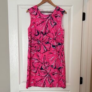 Lilly Pulitzer Hot Pink and Navy Abstract Floral Dress